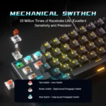 Zifriend BD61 Rainbow Backlit Hot Swappable Mechanical Keyboard (Black) - Image 2