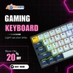Fantech MK874 V2 Atom 63 Mechanical Gaming Keyboard – Hot-Swappable 3-Pin Red Switch, Sky Blue