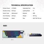 Fantech MK874 V2 Atom 63 Mechanical Gaming Keyboard – Hot-Swappable 3-Pin Red Switch, Sky Blue - Image 4