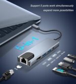 5-in-1 USB-C Hub Multiport Adapter – 4K HDMI, USB 3.0, PD Charging- Dexora - Image 3